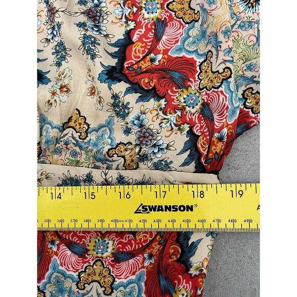 KAS New York for Anthropologie Size 12 Satin Floral Dolman Sleeve Boho Top - Picture 7 of 8